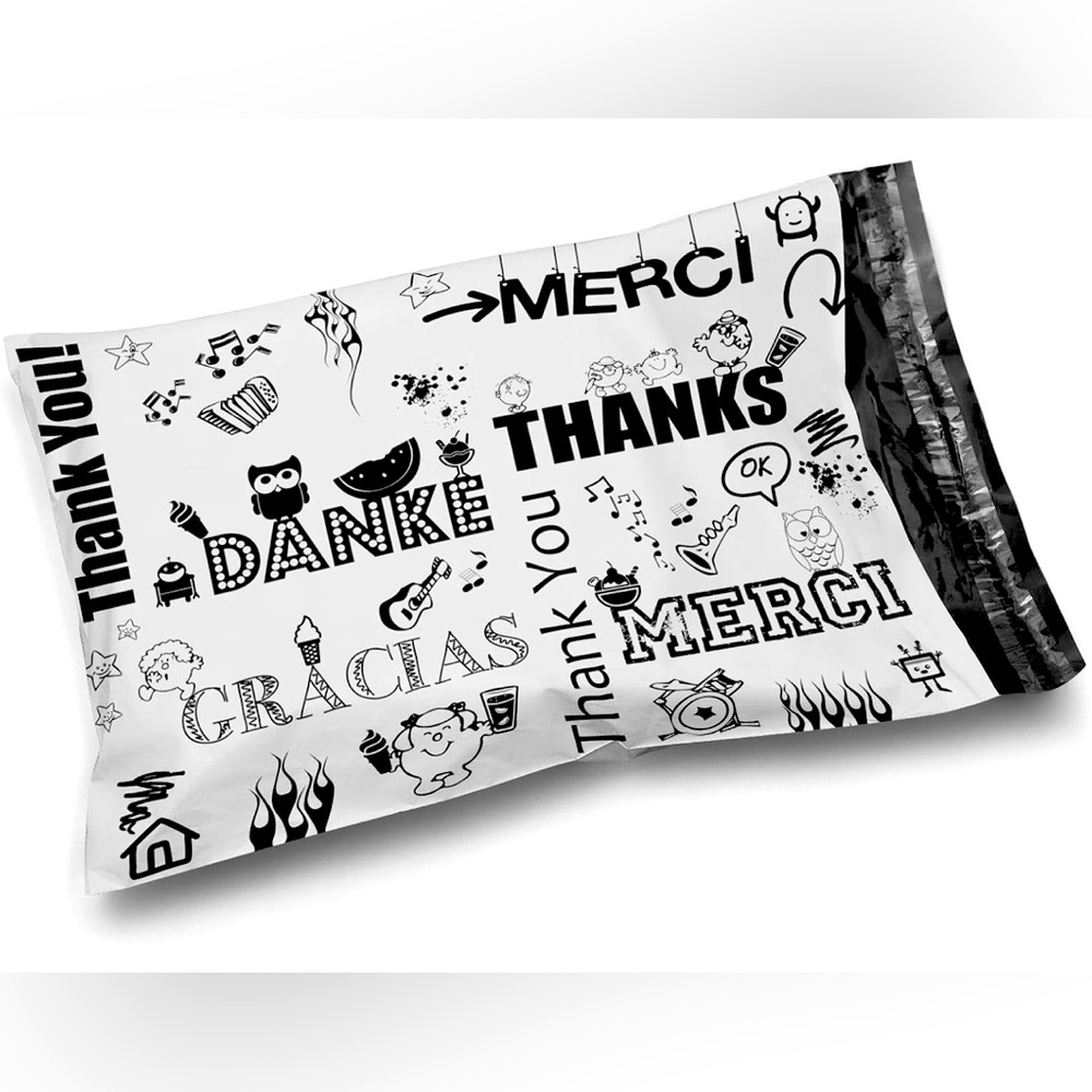 20 - 10 x 13 thank you in different languages poly bags
